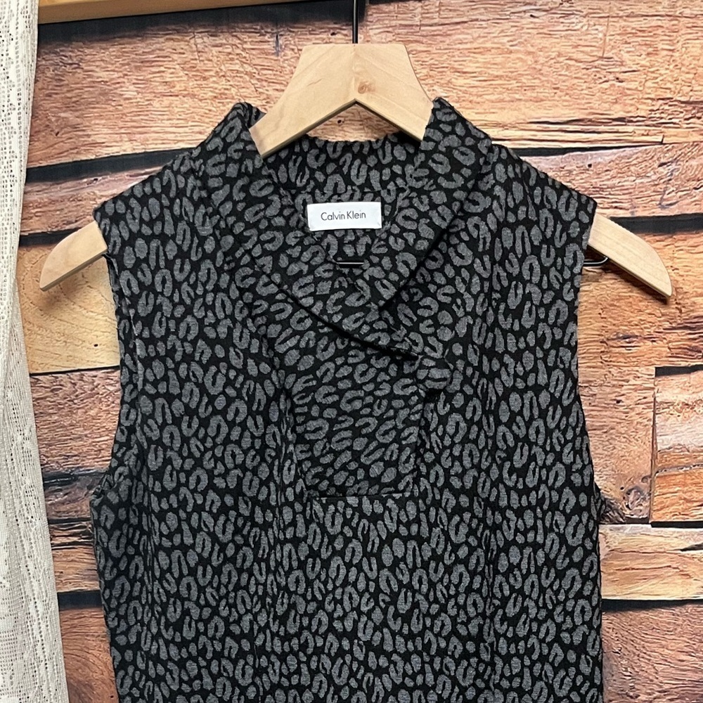 Calvin Klein Gray and Black Animal Print Sheath Dress - Picture 14 of 16